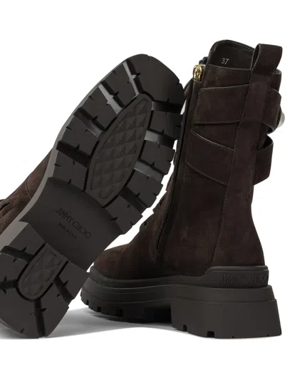Jimmy Choo Dark Brown Noemi Combat Boots In Brown