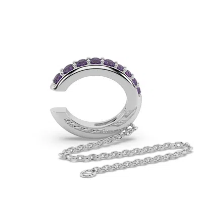 Oni Fine Jewelry Women's Silver Amethyst Studded Ear Cuff In Brown