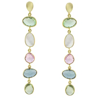 Marcia Moran Women's Gold Nana Multicolor Stone Earrings In Green