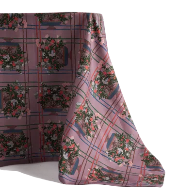 Sophie Williamson Design Pink Extra Large Tablecloth In Dusty Lilac With Romantic Roses And Bold Lines In Multi