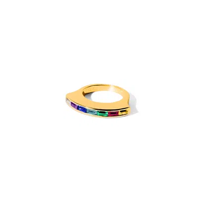 Minnie Lane Women's Gold Rainbow Gotham Dome Ring In Gold