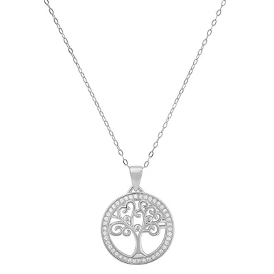 Kylie Harper Women's Sterling Silver Diamond Cz Tree Of Life Pendant Necklace In Silver