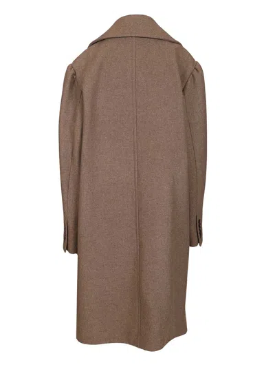 Dries Van Noten Oversized Double-breasted Coat Coats Beige In Brown
