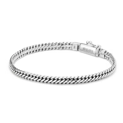 Nialaya Men's Sterling Silver 4mm Chain Bracelet In Silver