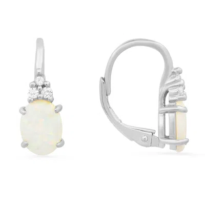 Kylie Harper Women's Opal And Cz Leverback Earrings In Sterling Silver In Silver
