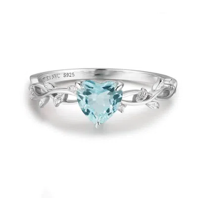 Azura Jewelry New York Women's Silver Everlasting Heart Sky Blue Topaz Ring White Gold Vermeil© In Silver
