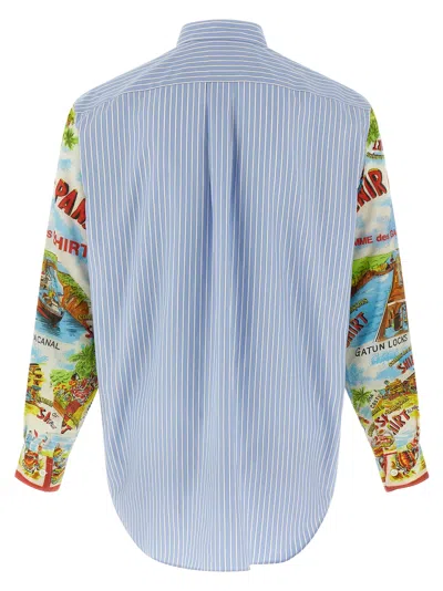 Comme Des Garçons Shirt Patterned Sleeve Shirt Shirt And Blouse Multicolor In Blue