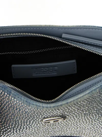 Diesel Rhinestone-embellished Shoulder Bag In Blue