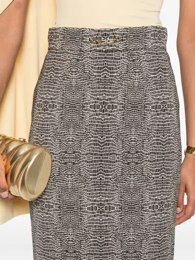 Elisabetta Franchi Python Print Viscose Pencil Skirt Clothing