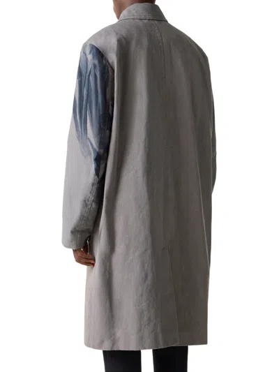 Dries Van Noten Randale Floral Cotton Trench Coat In Gray