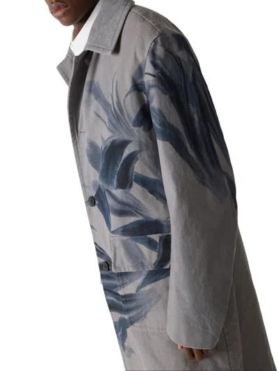 Dries Van Noten Randale Floral Cotton Trench Coat In Gray