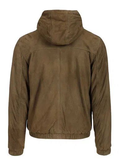 Valstar Reversible Coyle Padded Jkt Cappuccio Zip 100% Leather Jackets Green In Brown