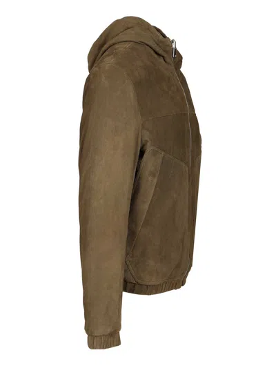 Valstar Reversible Coyle Padded Jkt Cappuccio Zip 100% Leather Jackets Green In Brown
