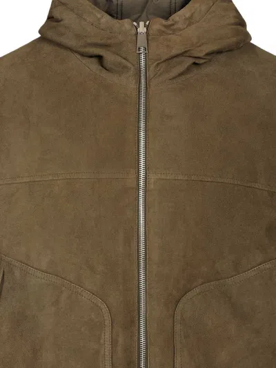Valstar Reversible Coyle Padded Jkt Cappuccio Zip 100% Leather Jackets Green In Brown