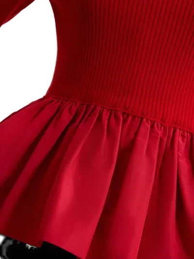 Patou Ruffle Hem Ribbed Jumper In Wool And Faille