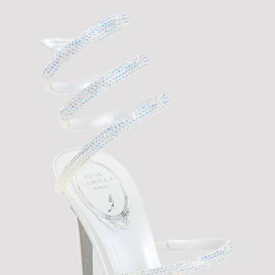 René Caovilla Ivory Leather Sandals With Striking Crystal-embellished Ankle Strap In White