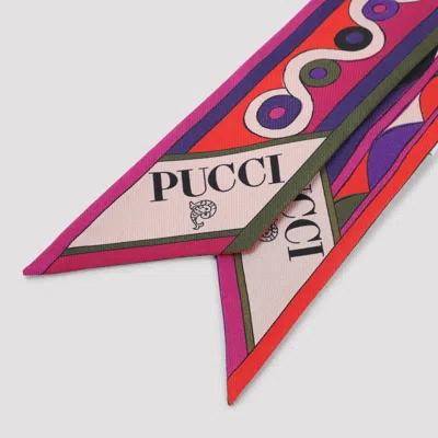 Pucci Geometric-pattern Silk Scarf In Pink