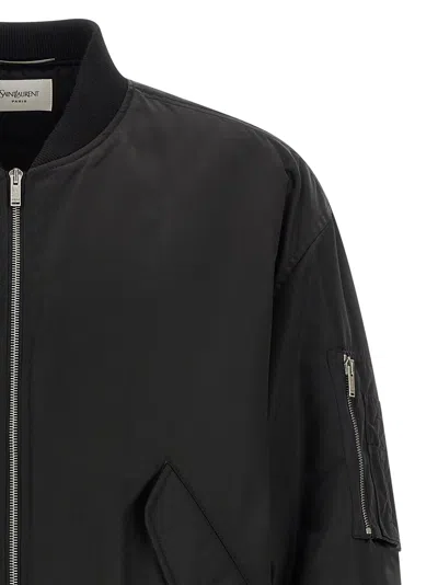 Saint Laurent Serge Bomber Jacket Puffer Jackets Black In Black
