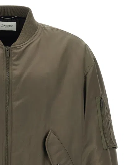 Saint Laurent Serge Bomber Jacket Puffer Jackets Green In Green