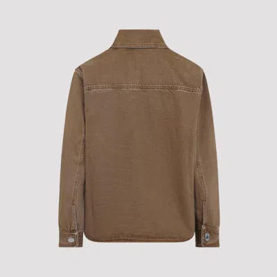Ami Alexandre Mattiussi Heart Design Overshirt Chest Pocket In Brown