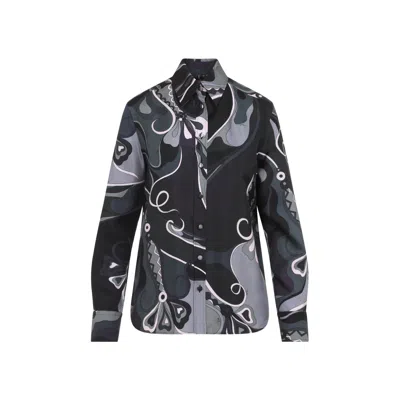 Pucci Abstract Pattern Long Sleeve Silk Shirt