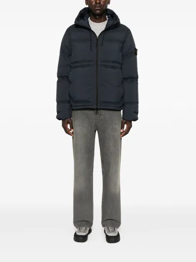 Stone Island Down Parka In Cordura Ripstop Matt Nylon Clothing In Black