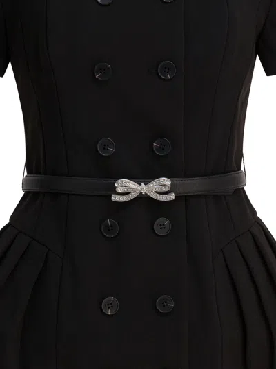 Self-portrait Double-breasted Short-sleeves Mini Dress In Black
