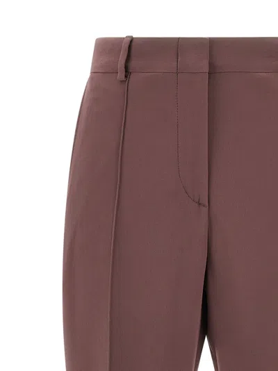Brioni Pink Silk Pants In Brown