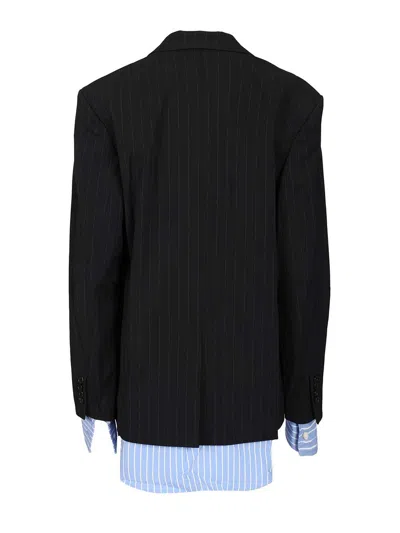 Acne Studios Navy Blue Single-breasted Jacket With Shirt Detail In Blue