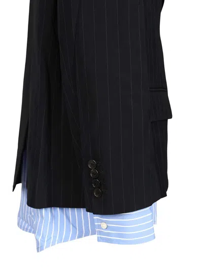 Acne Studios Navy Blue Single-breasted Jacket With Shirt Detail In Blue