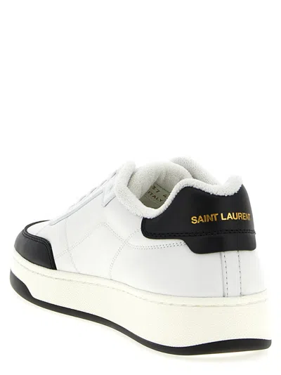 Saint Laurent Smooth Leather Sneakers Contrast Panel In White