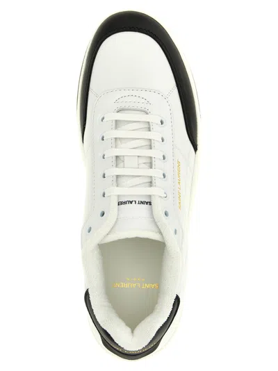 Saint Laurent Smooth Leather Sneakers Contrast Panel In White