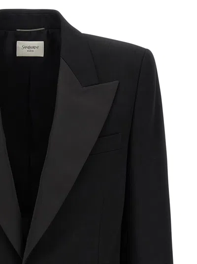 Saint Laurent Peak-lapel Single-breasted Blazer In Black