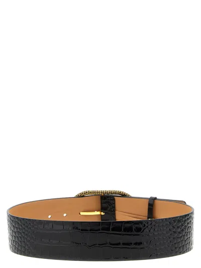 Elisabetta Franchi Snake Buckle Belt Belts Black In Black