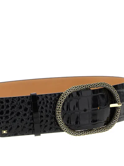 Elisabetta Franchi Snake Buckle Belt Belts Black In Black