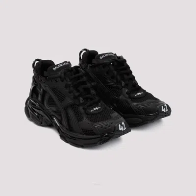 Balenciaga Men Runner Mesh And Leather Sneakers In Black