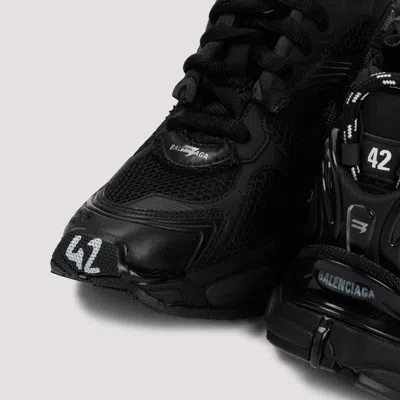 Balenciaga Men Runner Mesh And Leather Sneakers In Black