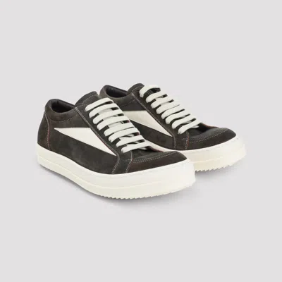 Rick Owens Drkshdw Waxed Canvas Vintage Low-top Sneakers In Brown