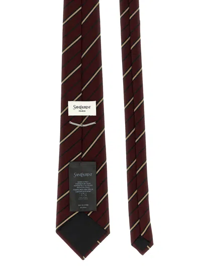 Saint Laurent Striped Tie Ties And Papillon Bordeaux In Burgundy