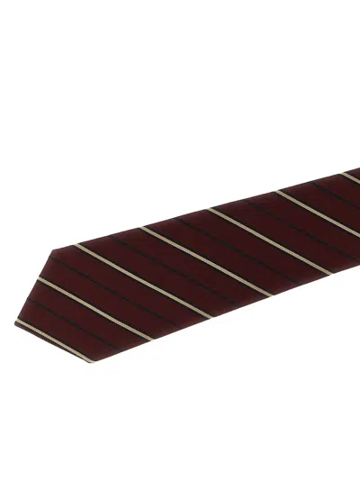 Saint Laurent Striped Tie Ties And Papillon Bordeaux In Burgundy