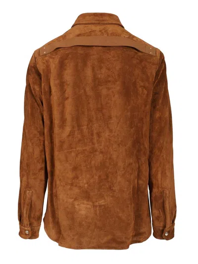 Rick Owens Outershirt In Leather Jackets Brown In Brown