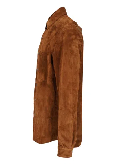 Rick Owens Outershirt In Leather Jackets Brown In Brown