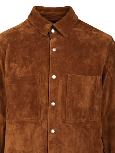 Rick Owens Outershirt In Leather Jackets Brown In Brown