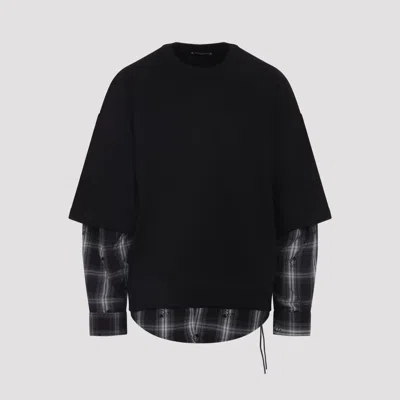 Mastermind Japan Multilayered Cotton Sweatshirt With Plaid Detail In Black