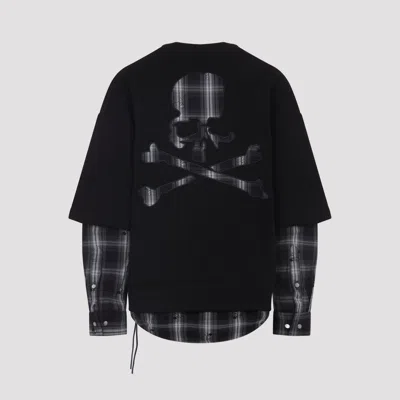 Mastermind Japan Multilayered Cotton Sweatshirt With Plaid Detail In Black