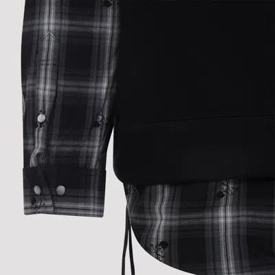Mastermind Japan Multilayered Cotton Sweatshirt With Plaid Detail In Black