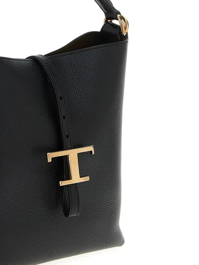 Tod's T Timeless Bucket Bag In Leather Mini In Black
