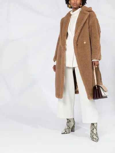 Max Mara Double Breasted Long Coat Pockets In Brown