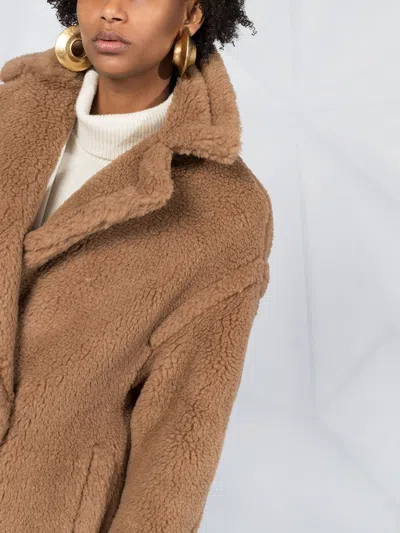 Max Mara Double Breasted Long Coat Pockets In Brown