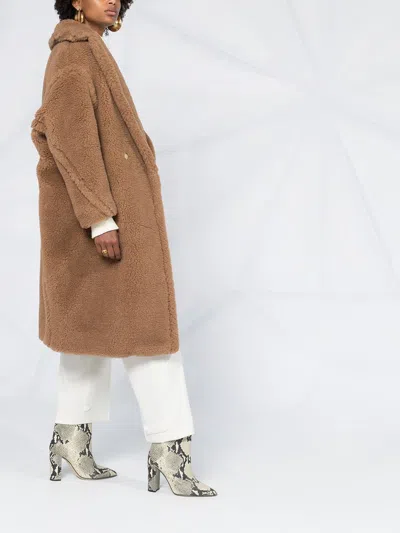 Max Mara Double Breasted Long Coat Pockets In Brown